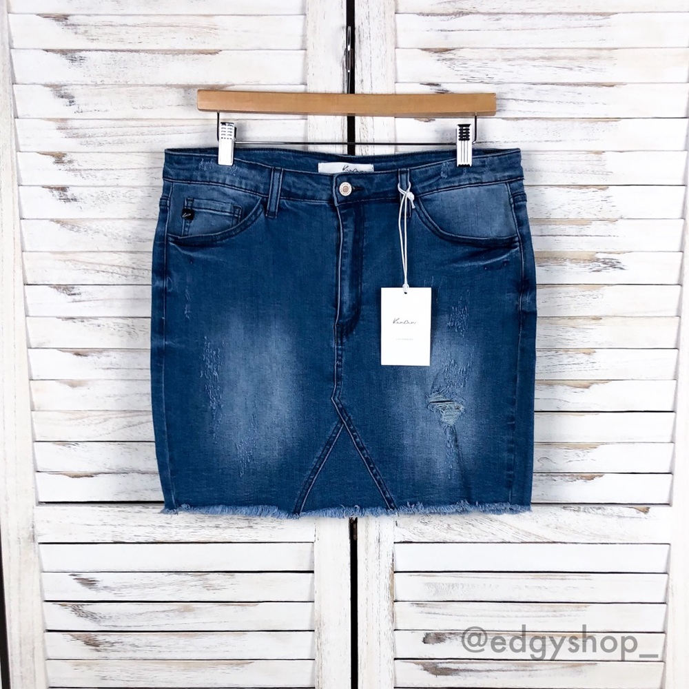 KanCan | Lorena Distressed Denim Skirt - Picture 1 of 7